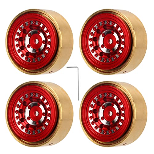 DMLENGOIN RC Beadlock Wheel Professional Aluminiumlegierung Messing RC Wheel Gewicht Block für Watchman FMS FCX24 1/18 1/24 RC Car (Red) von DMLENGOIN