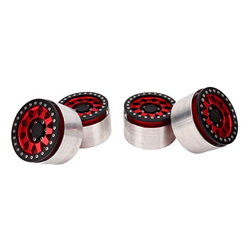 DMLENGOIN RC Car Wheel Professional Aluminiumlegierung Ersatzfelger SCX6 1/6 RC -Autos 2,9 Zoll (Rot) von DMLENGOIN