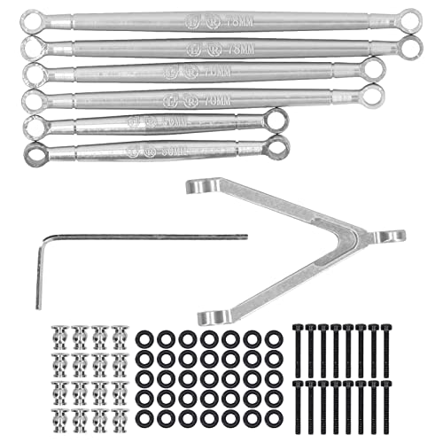 DMLENGOIN RC Car Zugstangen-Kit, Aluminiumlegierung, Stützzugstange, A-förmige Halterung für JT AXI00005 1/24 RC Car (Silber) von DMLENGOIN