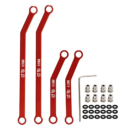 DMLENGOIN RC-Chassis-Links-Set, Lenkverbindungen aus Aluminiumlegierung mit hoher Bodenfreiheit für AXIAL SCX24 1/24 RC Crawler Car (Red) von DMLENGOIN