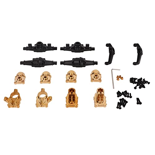 DMLENGOIN RC Front Hinterachehäuser Set Aluminiumlegierung Messing Portal Achse Gehäuse Kit Kletterautos Zubehör (Gold) von DMLENGOIN