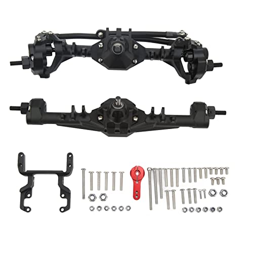 DMLENGOIN RC Front -Hinterachse CNC Aluminium -Legierung RC -Autoachse für axiale scx10ii RGT 86100 Redcat Gen8 Verbesserung der Stabilitätskletternleistung Easy Installation ideal für (Black) von DMLENGOIN