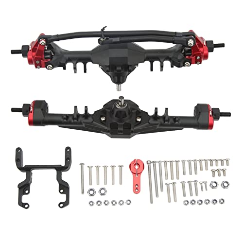 DMLENGOIN RC Front -Hinterachse CNC Aluminium -Legierung RC -Autoachse für axiale scx10ii RGT 86100 Redcat Gen8 Verbesserung der Stabilitätskletternleistung Easy Installation ideal für (Black Red) von DMLENGOIN