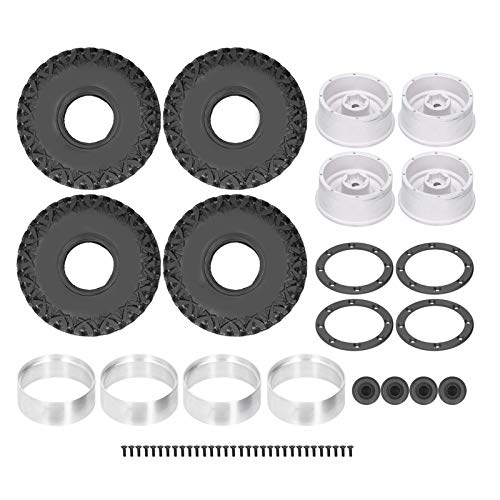 DMLENGOIN RC -Hub -Reifen Set Universal Fit Starke Dämpfung breiter Reifen Stabilität 4 SCX10 90046 1/10 RC Crawler (Silber) von DMLENGOIN