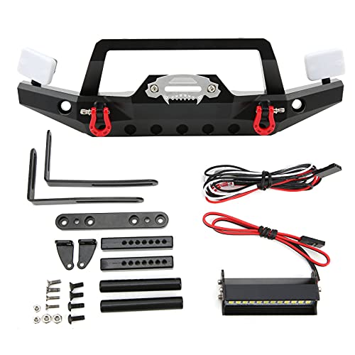 DMLENGOIN RC Kletterauto Frontstoßstange LED-Licht Metall-Frontstoßstange mit Dachlicht für Nachtfahrten von DMLENGOIN