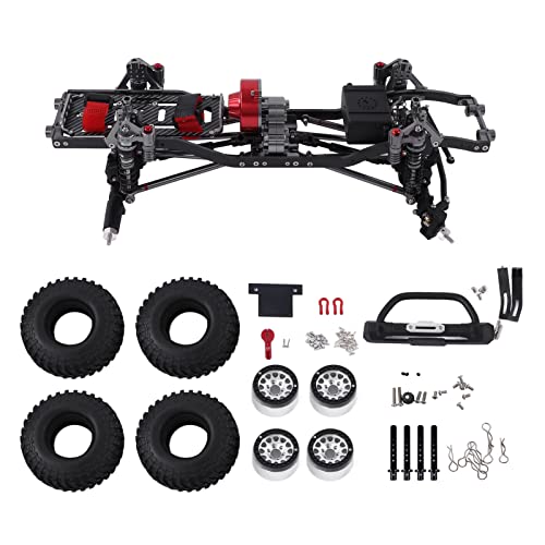 DMLENGOIN RC-Metallchassis-Rahmenbausatz mit 313 mm Radstand, robuste, hochfeste Kohlefaser und Aluminiumlegierung für SCX10 1/10 RC Crawler Offroad-Truck (Black) von DMLENGOIN