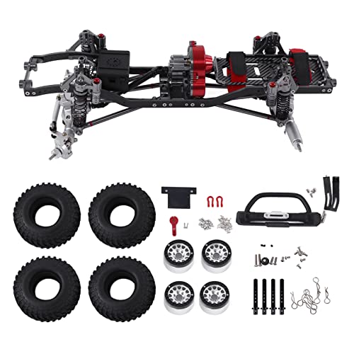 DMLENGOIN RC-Metallchassis-Rahmenbausatz mit 313 mm Radstand, robuste, hochfeste Kohlefaser und Aluminiumlegierung für SCX10 1/10 RC Crawler Offroad-Truck (Silver) von DMLENGOIN