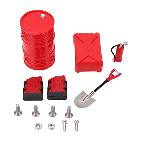 DMLENGOIN RC -Skala Feuerlöscher Öltrommelbehälter Set Red Simulation Kraftstoff Tank Kletterautos Dekoration für 1/8 1/10 Fernbedienungsauto von DMLENGOIN