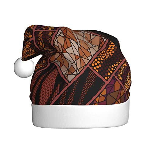 African Style Patchwork Erwachsene Plüsch Weihnachtsmütze => Geeignet für Weihnachten und Neujahrsfeiertagspartys, weich, leicht und taktil. von DMORJ