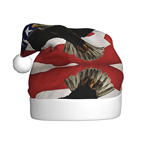 Amerikanische Flagge Fliegenadler Erwachsene Plüsch Weihnachtsmütze => Geeignet für Weihnachten und Neujahrsfeiertage, weich, leicht und taktil. von DMORJ