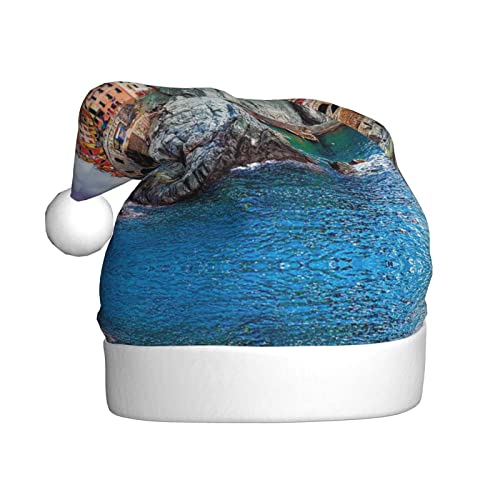Cinque Terre Scenery Erwachsene Plüsch Weihnachtsmütze => Geeignet für Weihnachten und Neujahrsfeiertagspartys, weich, leicht und taktil. von DMORJ