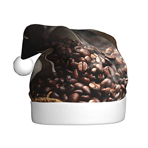 Kaffeebohnen Erwachsene Plüsch Weihnachtsmütze: geeignet für Weihnachten und Neujahr Urlaub Partys, weich, leicht und taktil. von DMORJ