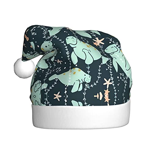Manatee Animals Calf Adult Plush Christmas Hat => Suitable For Christmas And New Year Holiday Parties,Soft, Light And Tactile. von DMORJ
