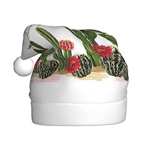 Tropical Blooming Cactus Adult Plush Christmas Hat => Suitable For Christmas And New Year Holiday Parties,Soft, Light And Tactile. von DMORJ