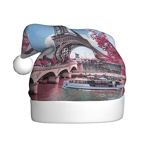 Vintage Style Eiffelturm Paris Erwachsene Plüsch Weihnachtsmütze => Geeignet für Weihnachten und Neujahrsfeiertagspartys, weich, leicht und taktil. von DMORJ