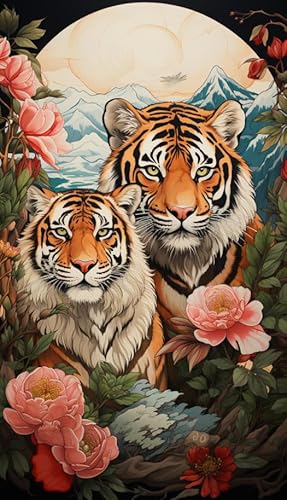 1000 Stücks Puzzles,Tigerss and Flowers Picture Plakat,Spiele Zum Stressabbau In Der Familie,Elderly Gedächtnis Kognitions Spiels Xw216Qk von DMQBT