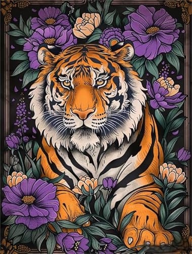1000 Stücks Puzzles,Tigerss and Flowers Picture Plakat,Spiele Zum Stressabbau In Der Familie,Elderly Gedächtnis Kognitions Spiels Xw217Qk von DMQBT