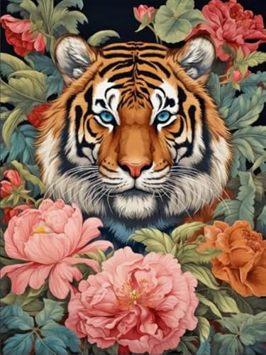 1000 Stücks Puzzles,Tigerss and Flowers Picture Plakat,Spiele Zum Stressabbau In Der Familie,Elderly Gedächtnis Kognitions Spiels Xw218Qk von DMQBT