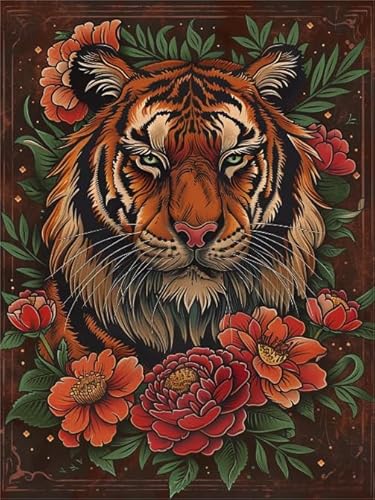 1000 Stücks Puzzles,Tigerss and Flowers Picture Plakat,Spiele Zum Stressabbau In Der Familie,Elderly Gedächtnis Kognitions Spiels Xw221Qk von DMQBT