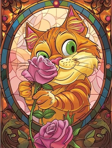 1000 Stücks Puzzles - Cat and Flower Abstrakte Kunst Bilder - Lernspielzeug Für Kinder - Elderly Gedächtnis Kognitions Spiel Xw129Qk von DMQBT