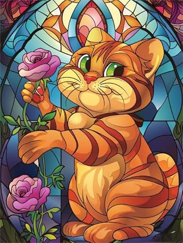 1000 Stücks Puzzles - Cat and Flower Abstrakte Kunst Bilder - Lernspielzeug Für Kinder - Elderly Gedächtnis Kognitions Spiel Xw131Qk von DMQBT