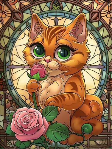 1000 Stücks Puzzles - Cat and Flower Abstrakte Kunst Bilder - Lernspielzeug Für Kinder - Elderly Gedächtnis Kognitions Spiel Xw132Qk von DMQBT