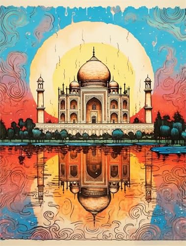 1000 Stücks Puzzles - Taj Mahals Colour Plakat - Unregelmäßige Puzzle-Teile - Stressabbau-Spiel Für Erwachsene - Wand Kunst Dekor - Elderly Gedächtnis Kognitions Spiels Xw179Qk von DMQBT