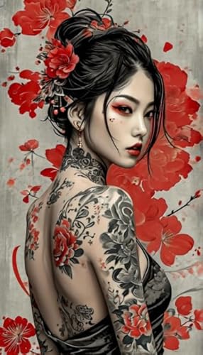 Buntes Unregelmäßiges Puzzle ，Tattooed Geishas Art Painting - Puzzle 1000 Teile - Schwierig - Erwachsene Personalisierte Herausforderung Spielzeug Dw525Sk von DMQBT