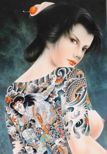 Buntes Unregelmäßiges Puzzle ，Tattooed Geishas Art Painting - Puzzle 1000 Teile - Schwierig - Erwachsene Personalisierte Herausforderung Spielzeug Dw526Sk von DMQBT