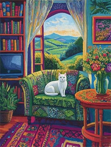 Colorful Puzzle - Für Erwachsene Stressabbau Spiel Kunst Bild - Heim-Dekoration - Cat On The Sofas Picture Plakat - 1000 Teile Puzzles Dw28Sk von DMQBT