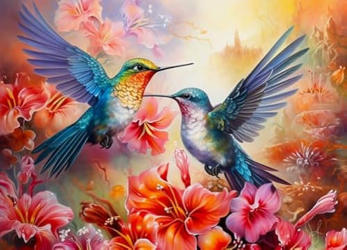 Colour Hummingbirds Art Bilder - 1000 Stücks Puzzles - Spiele Zum Stressabbau In Der Familie - Wand Kunst Dekoration - Elderly Gedächtnis Kognitions Spiels Xw161Qk von DMQBT