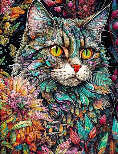DMQBT 1000 Stück - Bunt - Schwieriges Puzzle - Colorful Cat Poster - Puzzlespielzeug Zum Stressabbau Für Erwachsene Und Familien - Gedächtnis Und Wahrnehmungsspiele Für Ältere Menschen - DX363ZW von DMQBT