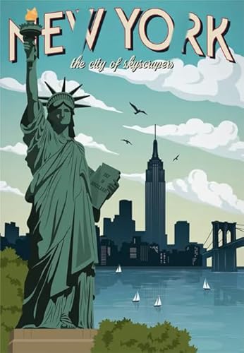 DMQBT 1500 Stück ，Bilder ，Difficult Puzzle ，Gifts ，Colorful ，Newss Yorkss Travel Vintage Art Poster ，Personalisiertes Heraus for Derungs Spielzeug Für Erwachsene - Ns103Zk von DMQBT