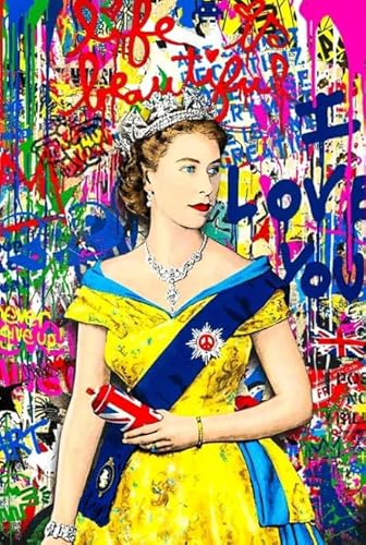 DMQBT 1500 Stück Puzzle,Bunt Unregelmäßig Puzzle,Queenss Banksyss Street Art Graffiti ，Stressabbau-Spiel Für Erwachsene – Bild - Hy174Yz von DMQBT