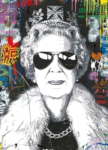 DMQBT 1500 Stück Puzzle,Bunt Unregelmäßig Puzzle,Queenss Banksyss Street Art Graffiti ，Stressabbau-Spiel Für Erwachsene – Bild - Hy177Yz von DMQBT