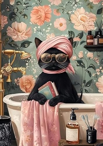 DMQBT Buntes Puzzle - 1000 Stück - Schwieriges Puzzle - Black Poster Cat - Stressabbau Spiel Für Erwachsene Kunst Bild - Lernspielzeug Für Kinder - DX415ZW von DMQBT
