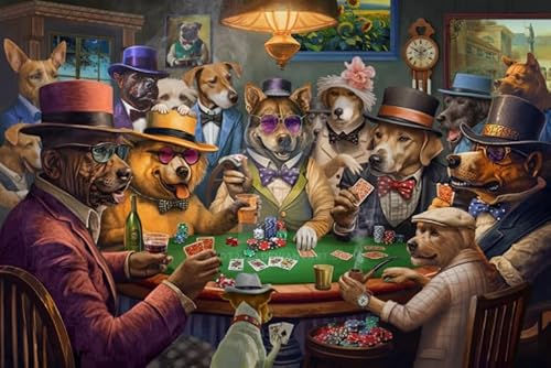 DMQBT Puzzles 1500 Stück - Difficult Puzzle - Colourful - Dog Playing Pokers Painting - Lernspielzeug Für Die Ganze Familie - Personalisiertes Heraus for Derungs Spielzeug Für Erwachsene - Hz26Xa von DMQBT