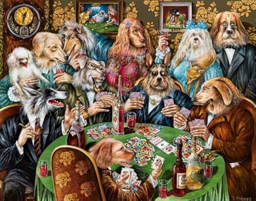 DMQBT Puzzles 1500 Stück - Difficult Puzzle - Colourful - Dog Playing Pokers Painting - Lernspielzeug Für Die Ganze Familie - Personalisiertes Heraus for Derungs Spielzeug Für Erwachsene - Hz27Xa von DMQBT