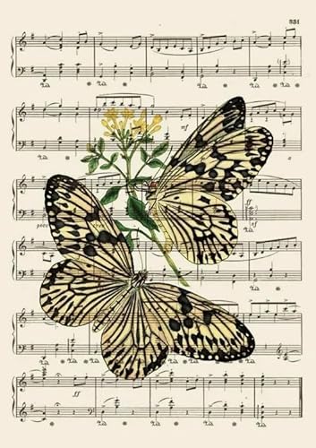 DMQBT Schwieriges 1000 Teile Puzzle - Buntes Unregelmäßiges Puzzle - Artistic Bild of Butterflys On Sheet Musics - Personalisiertes Herausforderungs Spielzeug Für Erwachsene - DX37ZW von DMQBT