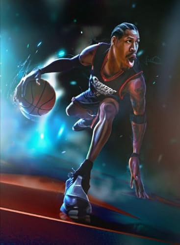 DMQBT Schwieriges Puzzle - Puzzle 1000 Teile - Basketball Player Iverson - Spiele Zur Stressreduzierung Für Die Ganze Familie - Spaß Herausforderungs Spielzeug Für Erwachsene - DX142ZW von DMQBT
