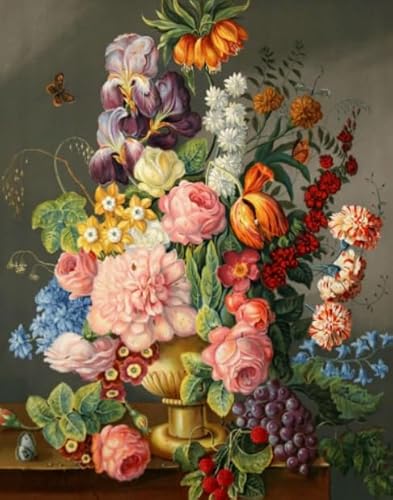Flowers Vintage Picture Paintings ，Puzzle 1000 Teile ，Für Adult Ältere Menschen Gedächtnis Kognition Games ，Wand Kunst Dekoration Dw192Sk von DMQBT