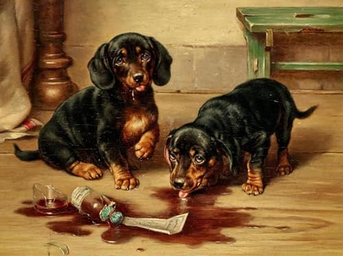Puzzle 1000 Stück - Animal Dachshunds Dog Art Paintings - Elderly Gedächtnis Kognitions Spiels - Spiele Zum Stressabbau In Der Familie - Wand Kunst Dekoration Xw350Qk von DMQBT