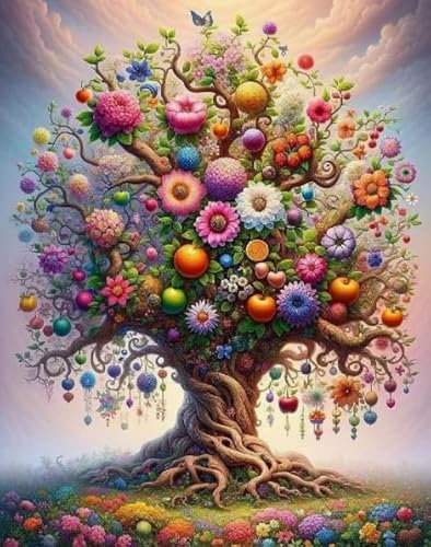 Puzzle 1000 Stücks,Buntes Treess Abstrakte Kunst Flower Painting,Elderly Gedächtnis Kognitions Spiel,Wand Kunst Dekor, Spiele Zum Stressabbau In Der Familie Xw107Qk von DMQBT