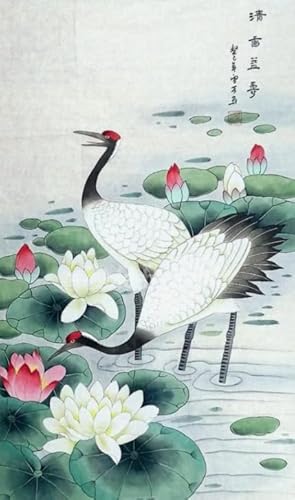 Puzzle 1000 Stücks,Chinesischer Stil Cranes Gongbi Painting, Spiele Zum Stressabbau In Der Familie,Erwachsene Challenge Game,Wand Kunst Dekoration Xw260Qk von DMQBT