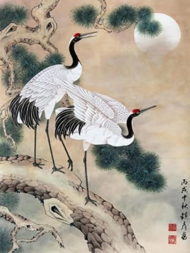 Puzzle 1000 Stücks,Chinesischer Stil Cranes Gongbi Painting, Spiele Zum Stressabbau In Der Familie,Erwachsene Challenge Game,Wand Kunst Dekoration Xw263Qk von DMQBT