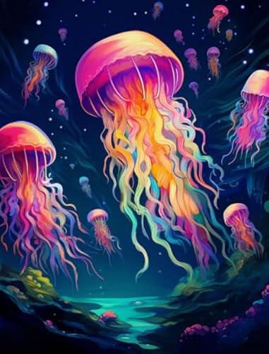 Puzzle 1000 Stücks,Sea Animals Jellyfishs Plakat Picture,Buntes Difficult Puzzle,Lernspielzeug Für Kinder,Spiele Zum Stressabbau In Der Familie Xw43Qk von DMQBT