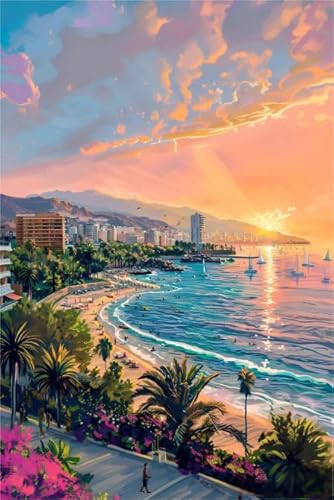 Puzzle 1000 Stücks,Seasides Towns Scenery Colour,Adult Stress Relief Spiel Kunst Bild,Home Decoration,Elderly Gedächtnis Kognitions Spiels Xw235Qk von DMQBT