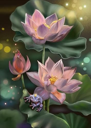Puzzle 1000 Stücks - Art Lotuss Flower Paintings - Buntes Irreguläres Puzzle - Spiele Zum Stressabbau In Der Familie - Wand Kunst Dekoration - Erwachsene Challenge Game Xw398Qk von DMQBT