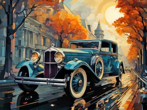 Puzzle 1000 Stücks - Retro Car Art Oil Painting Bilder - Elderly Gedächtnis Kognitions Spiels - Spiele Zum Stressabbau In Der Familie - Wand Kunst Dekoration Xw100Qk von DMQBT