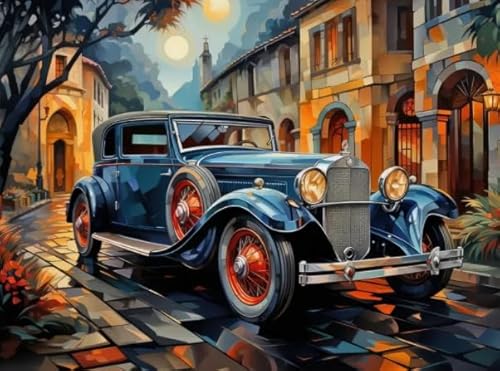 Puzzle 1000 Stücks - Retro Car Art Oil Painting Bilder - Elderly Gedächtnis Kognitions Spiels - Spiele Zum Stressabbau In Der Familie - Wand Kunst Dekoration Xw99Qk von DMQBT